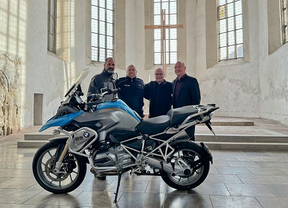 Thomas Claus, Jens Bönisch, Pfarrer Jochen Lenz & Dirk Schimm - Vorbesprechung für den Bikergottesdienst am 28.04.2024  (Foto: https://www.rideforcharity.de/)