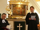 Die ordinierte Gemeindepädagogin S. Pavlicek spricht ein Grußwort (Foto: R. Englert)