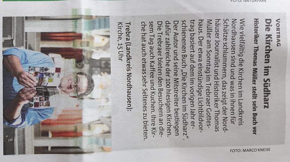 Zeitungsausschnitt zum Vortrag (Foto: T. Müller)