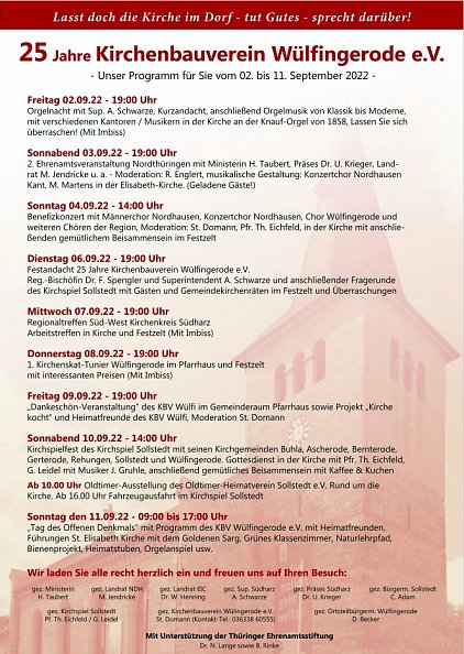 Programm der Festwoche (Foto: KSP Sollstedt)