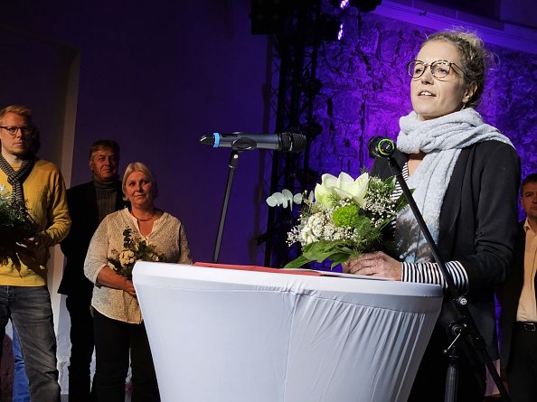 Melanie Schade - eine der 3 Sprecherinnen des Bündnisses erzählt von den Tagen vor der Stichwahl in Nordhausen  (Foto: Regina Englert)