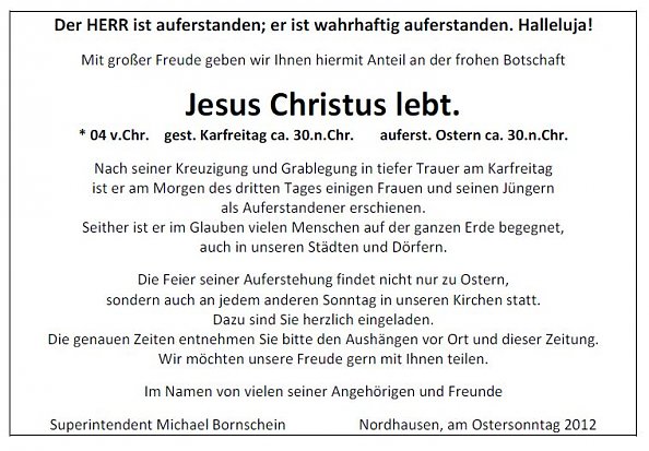 Anzeige (Foto: Bornschein)